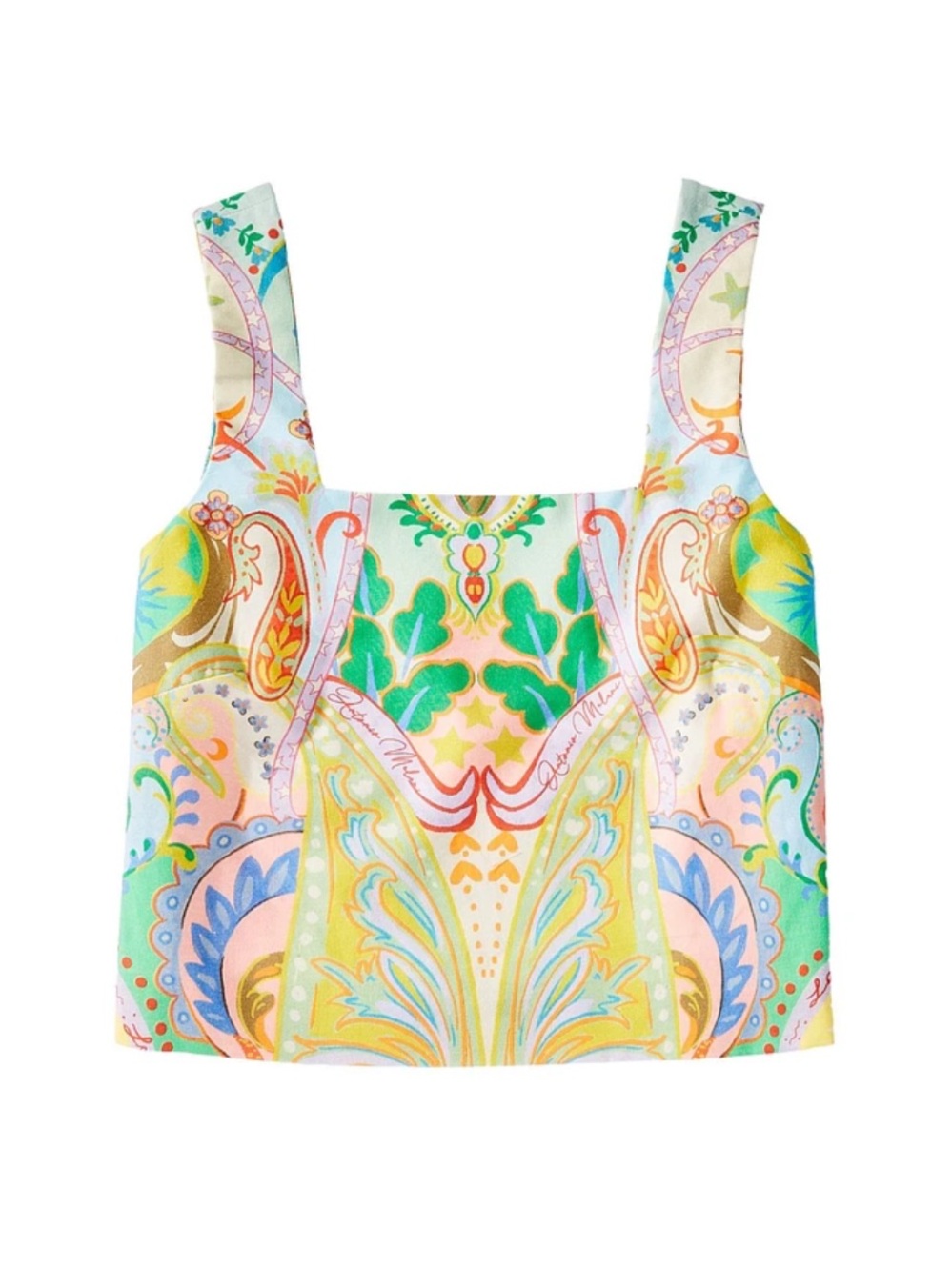 Antonio Melani Brooks Printed Linen Square Neck Sleeveless Blouse size 8 NEW